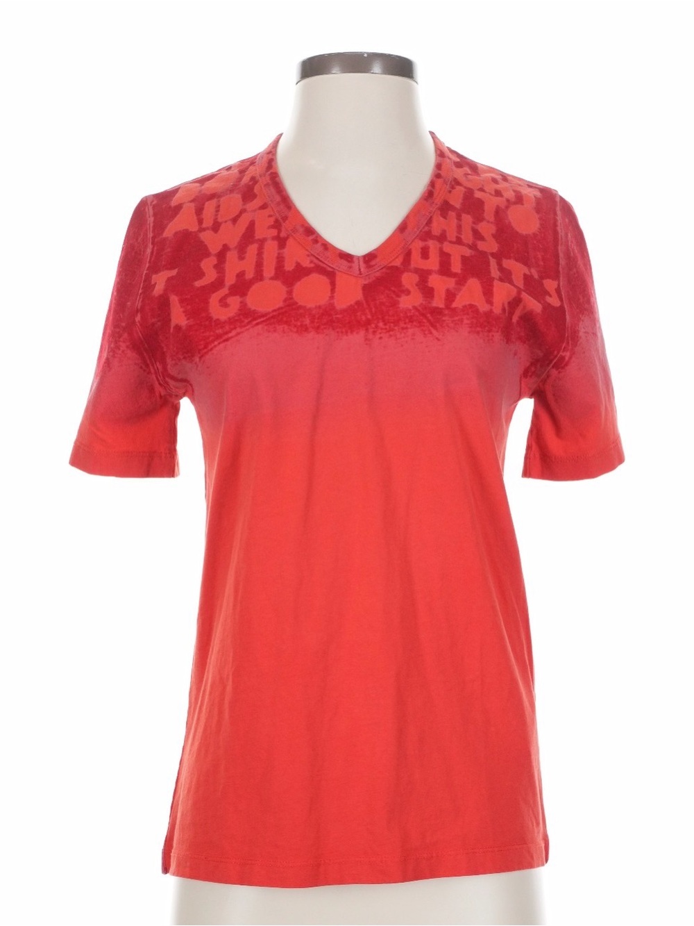 Maison Martin Margiela Red V-Neck Graphic Short Sleeve Tee